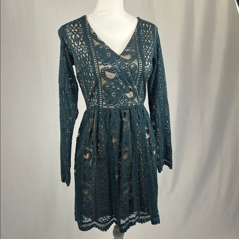 Elegant Lace Teal Dress Size Small